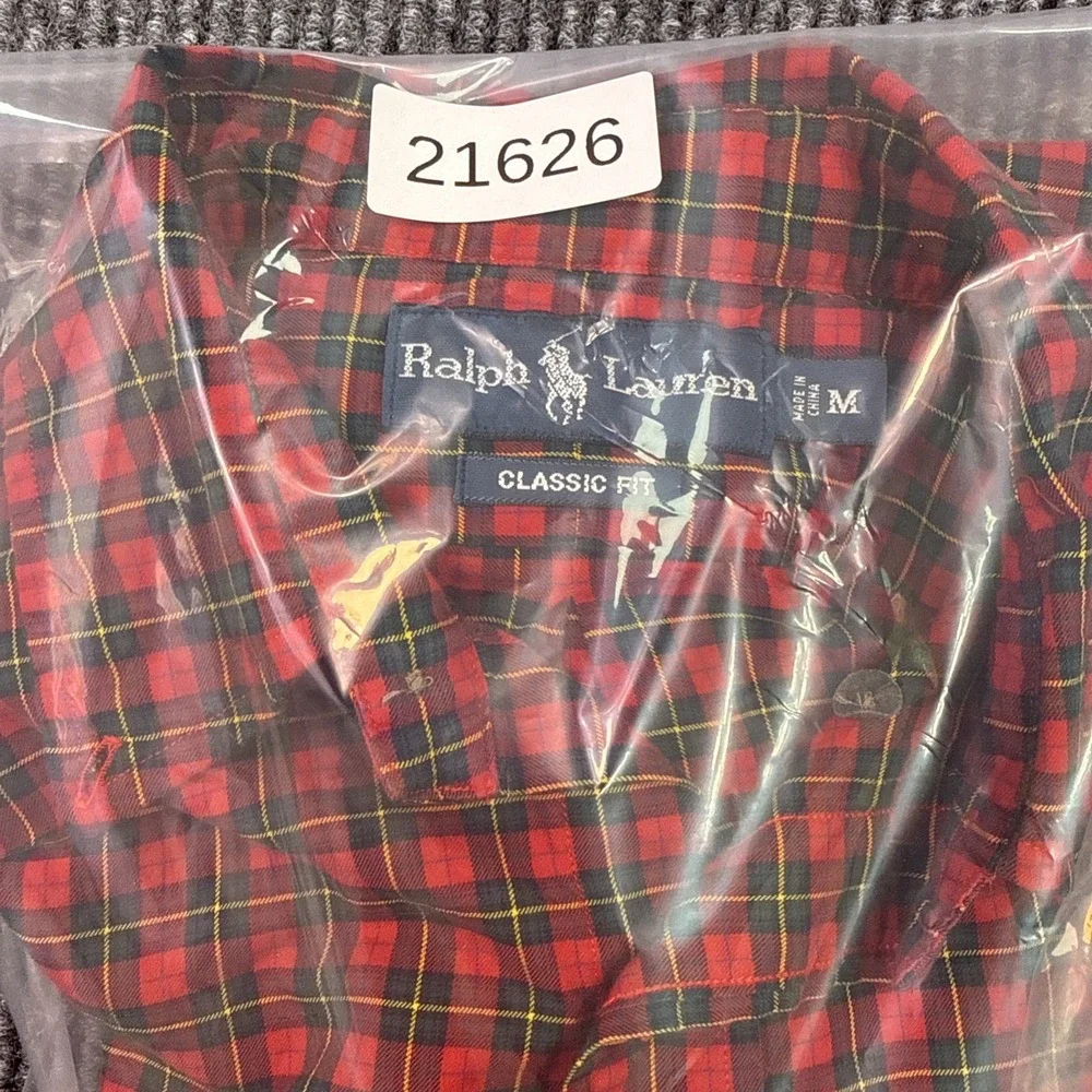 Polo Ralph Lauren Shirt Mens Sz Medium Long Sleeve 120's 2-ply Red Scotch Plaid